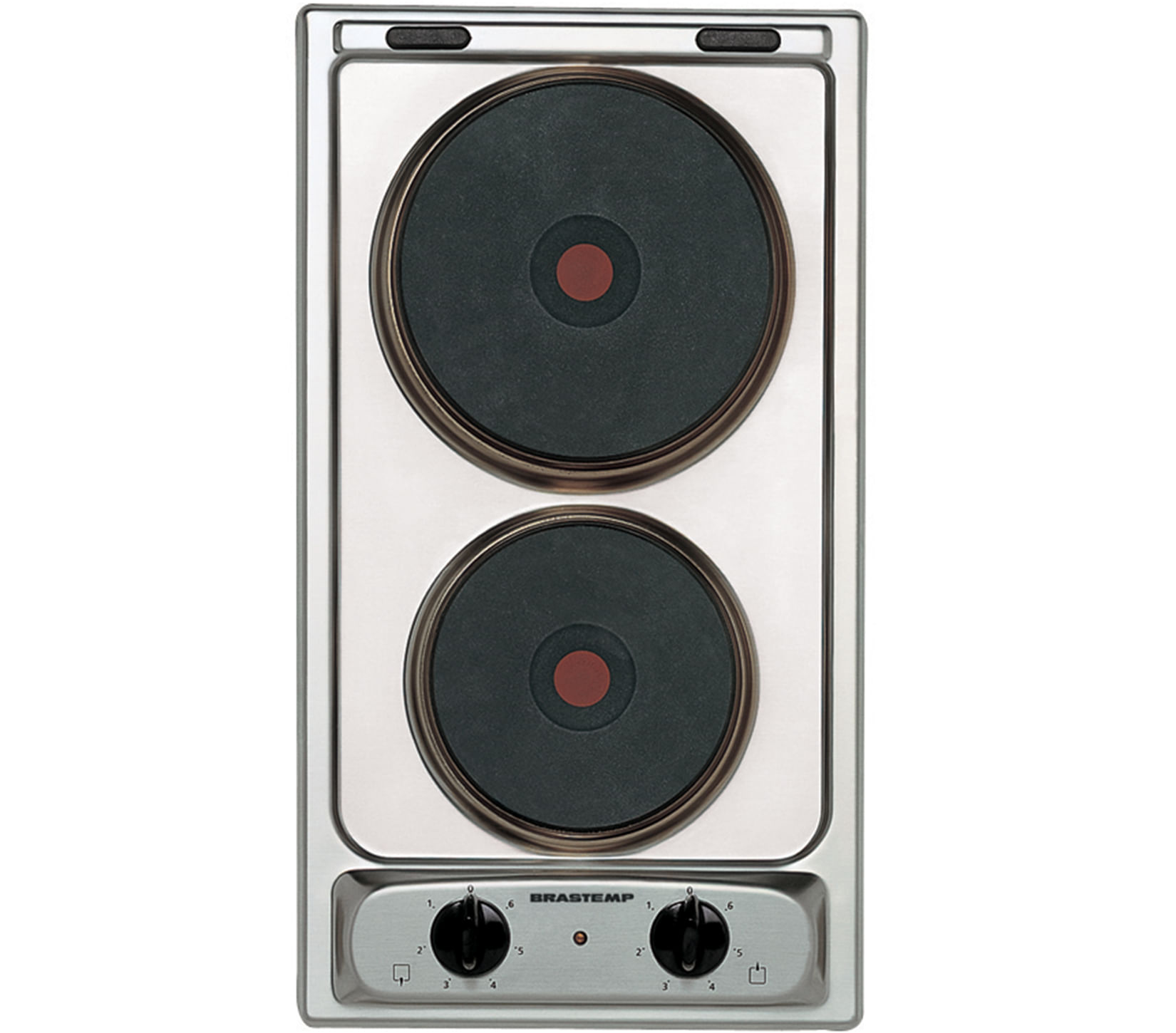 Cooktop 2 bocas elétrico dominó Brastemp Inox com acendimento automático