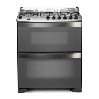 Fogão: fogão 5 bocas inox com forno duplo e messa compartimentada Brastemp Ative! BFD5NBR - Imagem Frontal
