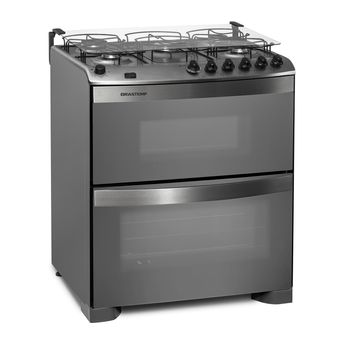 Fogão: fogão 5 bocas inox com forno duplo e messa compartimentada Brastemp Ative! BFD5NBR - Imagem em perspectiva