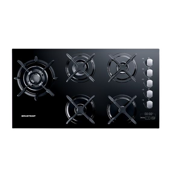 Cooktop 5 Bocas Brastemp Com Quadrichama E Timer Touch - Bdt86ae Bivolt