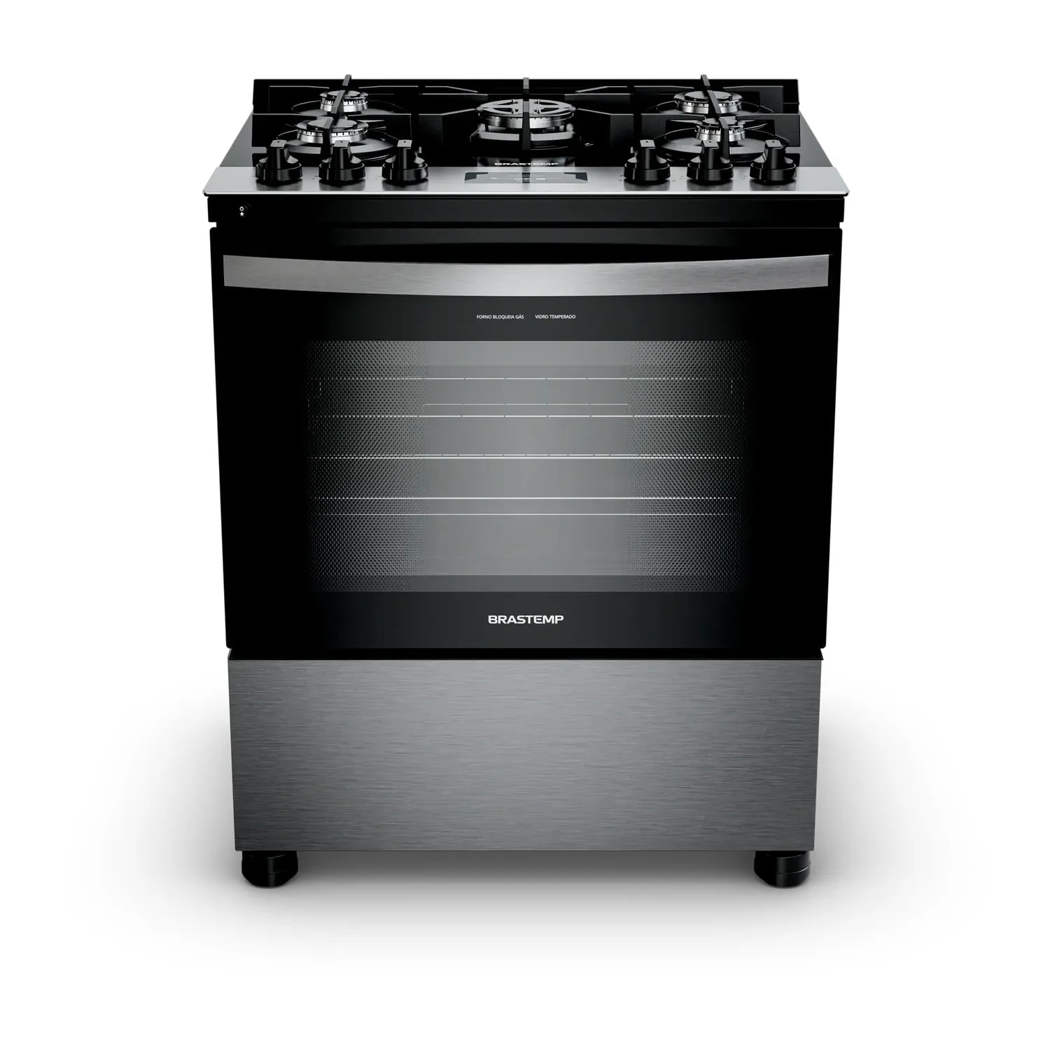 Fogão Brastemp 5 Bocas Cor Inox Com Mesa de Vidro, Turbo Chama e Timer - BFS5XAR