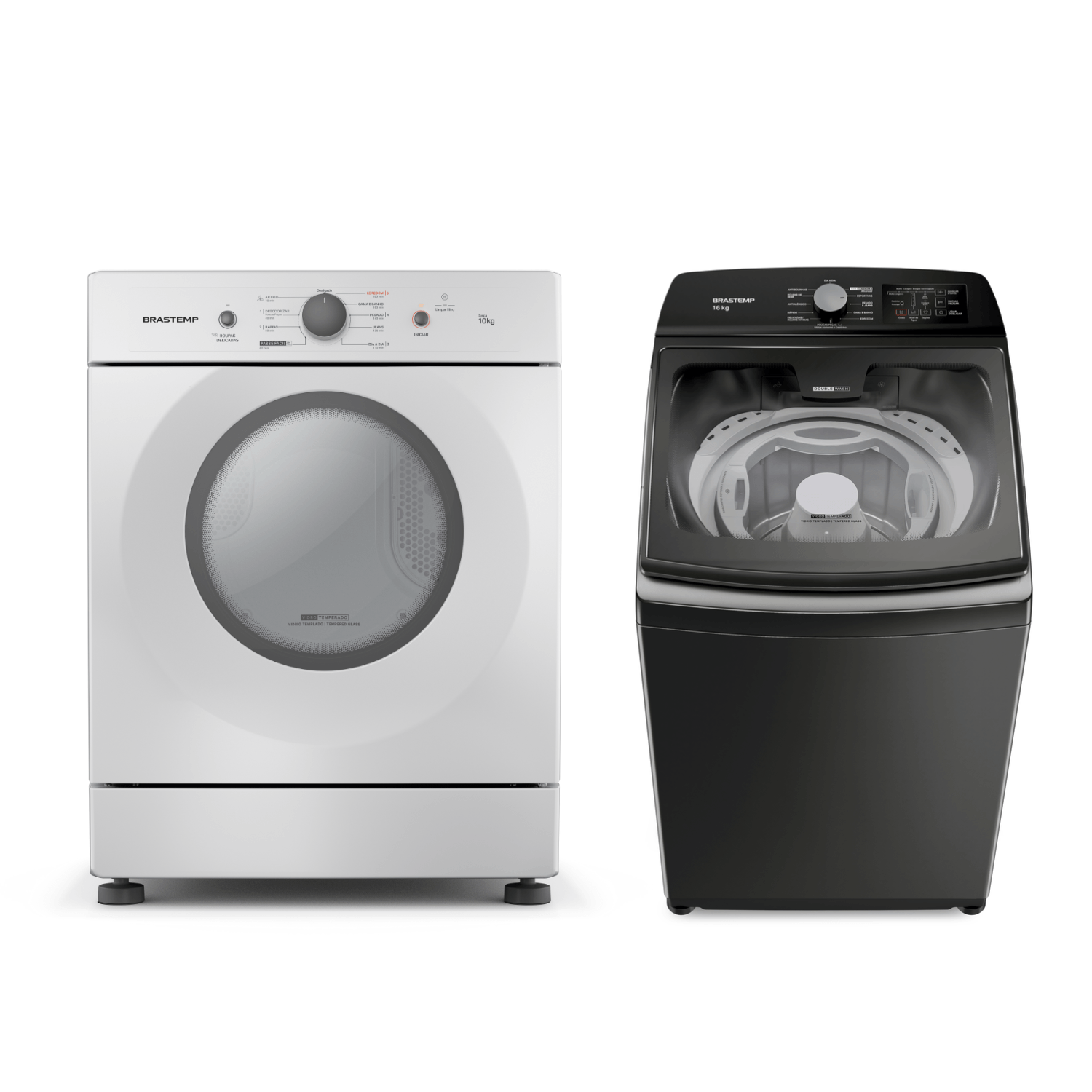 Combo Secadora Piso Brastemp 10Kg + Máquina de Lavar 16kg Brastemp (BSR10BB + BWD16A9) - BSR10_BWD16_CJ