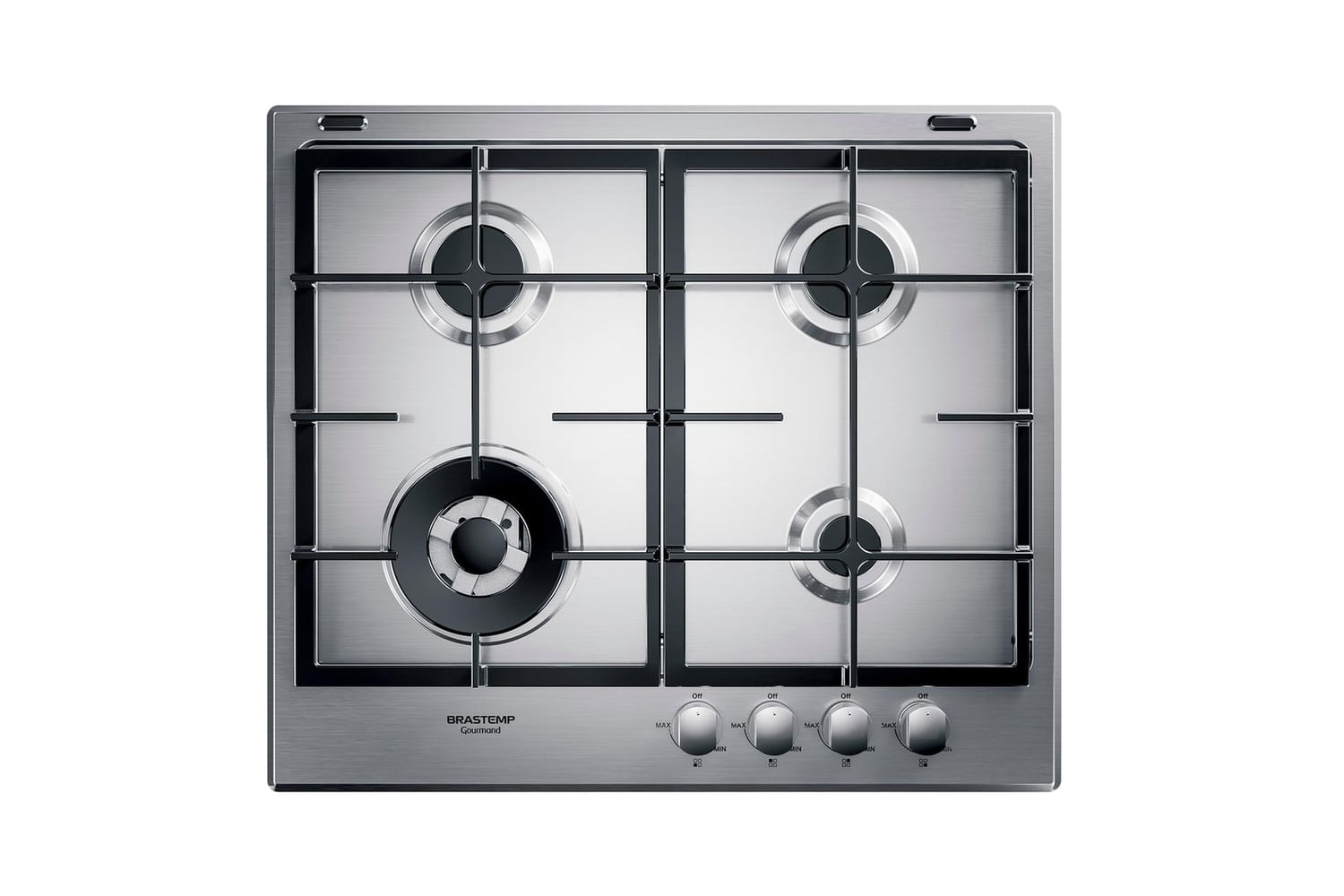 Cooktop 4 Bocas Brastemp Gourmand Inox com Duplachama e Trempe com Ferro Fundido - BDK60DR