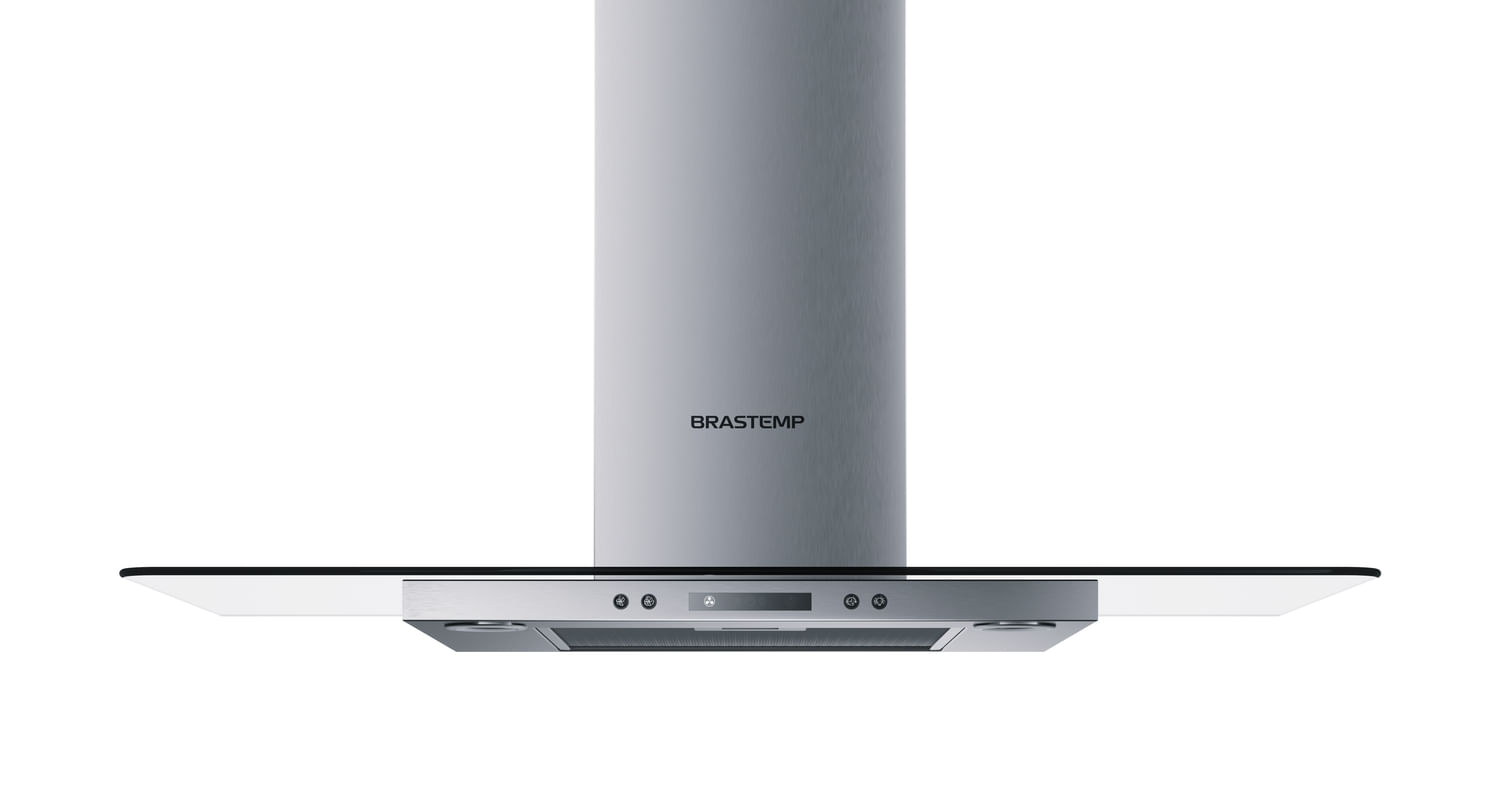 Coifa Vidro Plano Parede Brastemp 90cm Inox - BAP90AR
