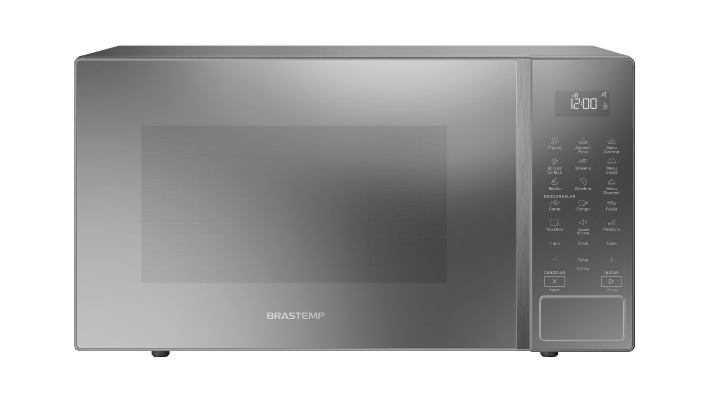 Micro-ondas Brastemp 32 Litros Cor Cinza Espelhado com Menu Gourmet - BMS46AR