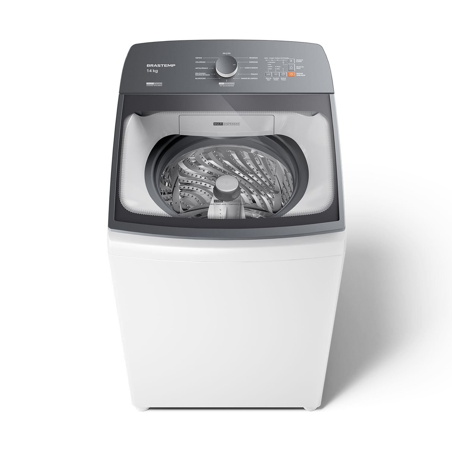 Máquina de Lavar Branca 14kg Brastemp com Smart Sensor e Reduzir Tempo - BWJ14AB