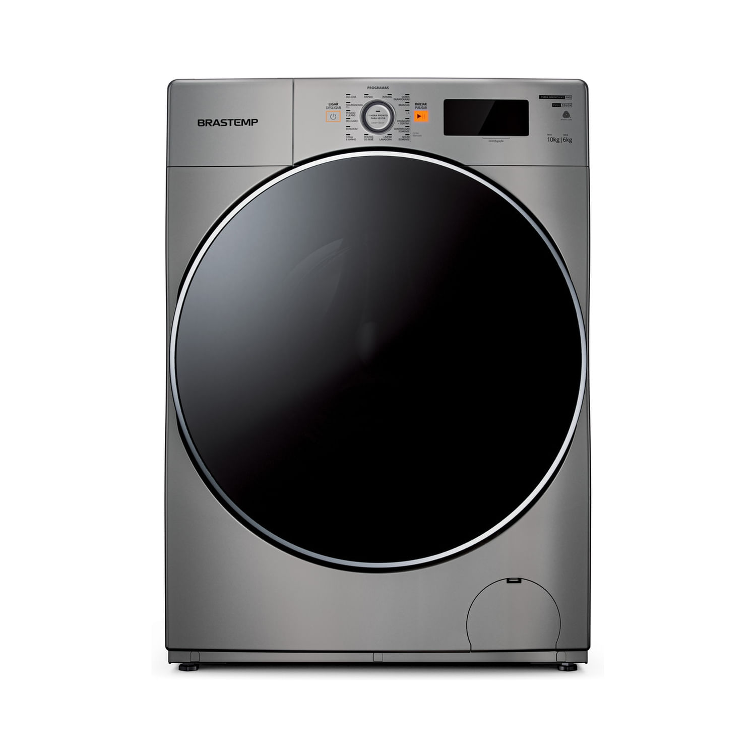 Lava e Seca Brastemp 10,1Kg/6Kg Prata Água Quente com Ciclo Tira Manchas Pro e Ciclo 1h Pronto para Vestir - BNQ10AS