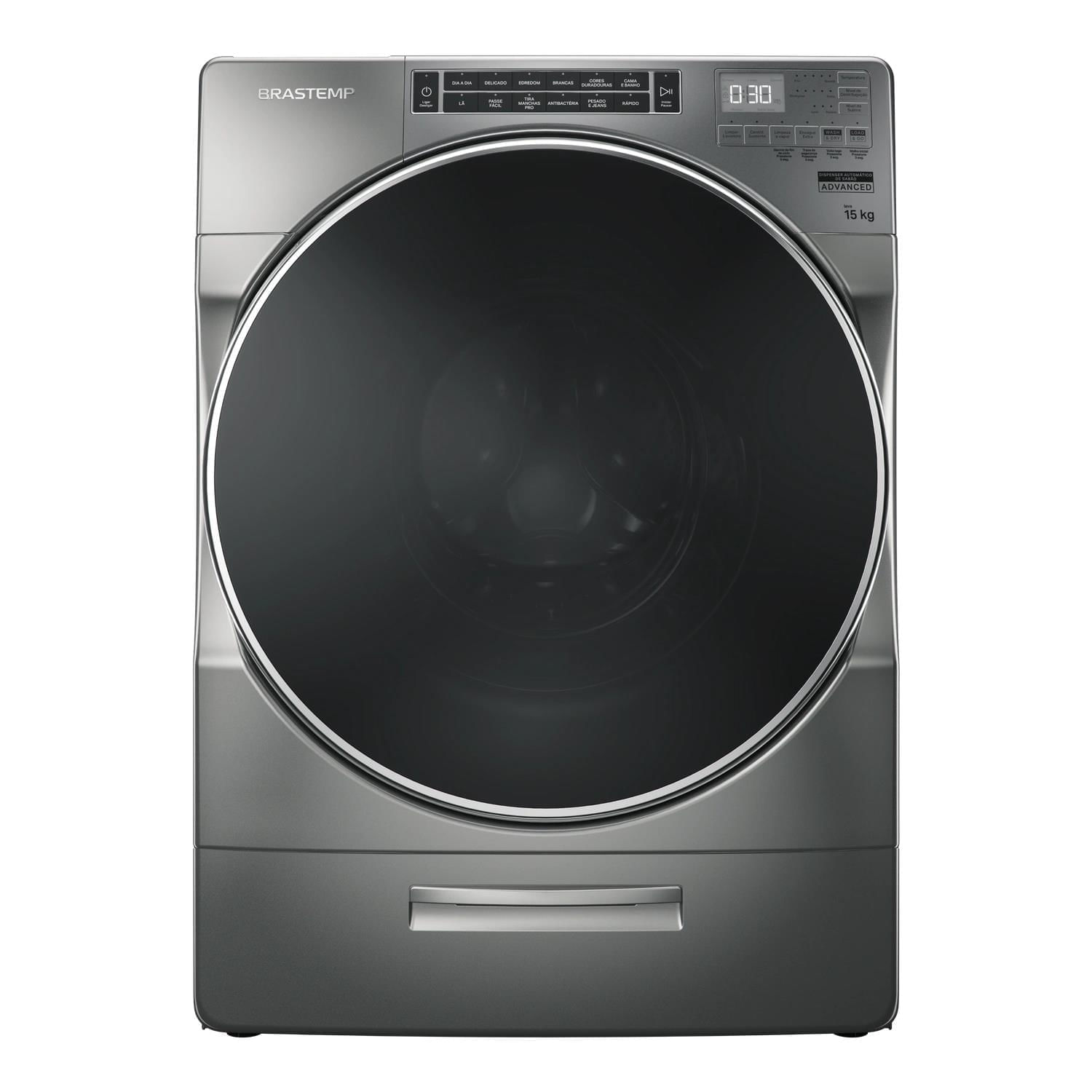 Máquina de Lavar Brastemp 15Kg Titanium com Dispenser Auto Dosagem e Função Mais Roupas - BNF15AS