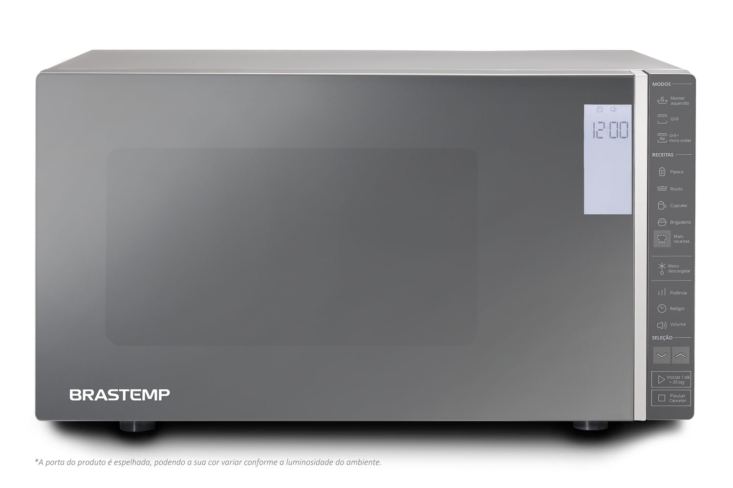Micro-ondas Brastemp 32 Litros cor Inox Espelhado com Grill e Painel Integrado - BMG45AR