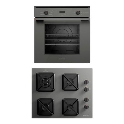 Combo Forno de Embutir Elétrico 84L Cinza Brastemp + Cooktop 4 Bocas a Gás Cinza Brastemp (BOX84AR + BDS62AS) - BXAR_B6AS_CJ