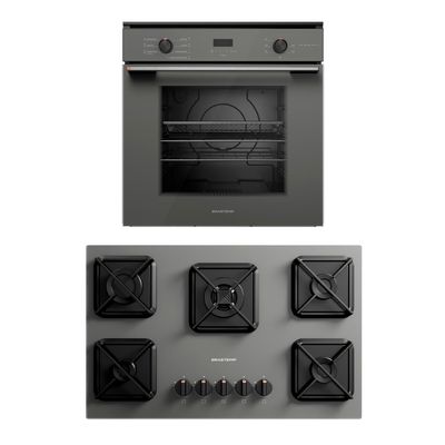Combo Forno de Embutir Elétrico 84L Cinza Brastemp + Cooktop 5 Bocas a Gás Cinza Brastemp (BOX84AR + BDS75AS) - BXAR_B7AS_CJ